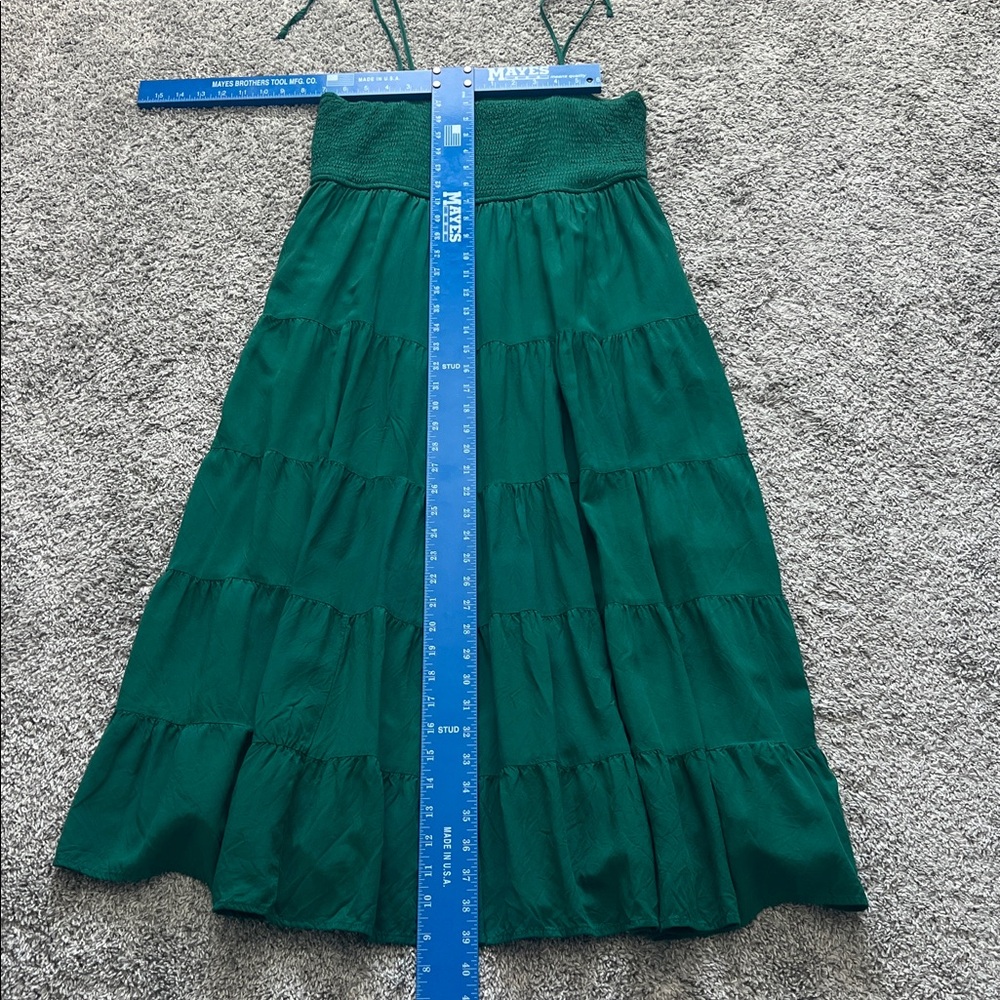 Fashion Dark Green Flowy Tiered Smocked Midi Dress with Spaghetti Straps -Size L - Picture 8 of 8